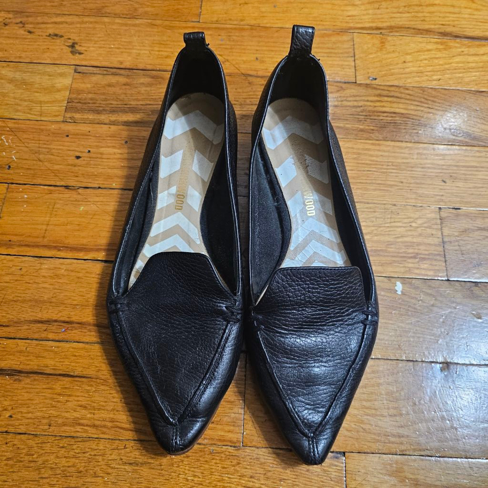 Nicholas Kirkwood Black Leather Loafers Pointed Toe Size 36.5
